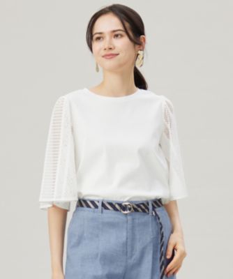 集英社HAPPY PLUS STORE自由区（ジユウク）/【洗える】レースエッジフレアスリーブ トップス