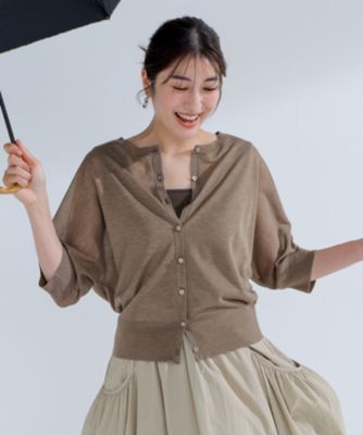 【未使用品】23区シャイニーシアー カーディガン　ブラウン 38 23区 【一部先行予約/新色追加】シャイニーシアー ニット