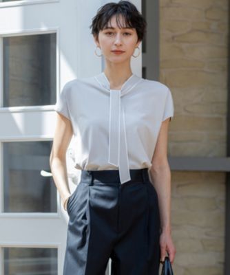 集英社HAPPY PLUS STORE23区 L（ニジュウサンク エル）/【洗える】レーヨンポリエステルストレッチ ボウタイ ニット