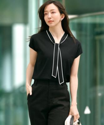 集英社HAPPY PLUS STORE23区 L（ニジュウサンク エル）/【洗える】レーヨンポリエステルストレッチ ボウタイ ニット