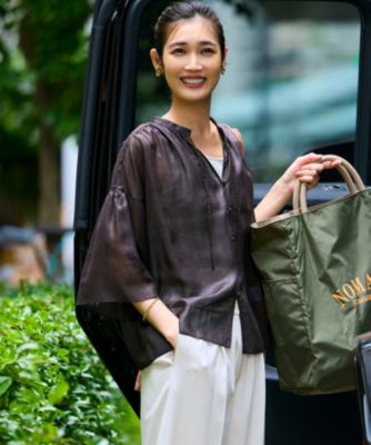 集英社HAPPY PLUS STORE23区 L（ニジュウサンク エル）/【洗える】ソフトシアーフィルム ギャザー ブラウス