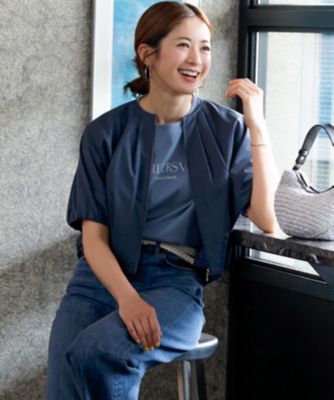 23区 【撥水性/接触冷感】ストレッチライトタイプライター ブルゾン　ブラック 撥水性/接触冷感】ストレッチライトタイプライター コンパクト