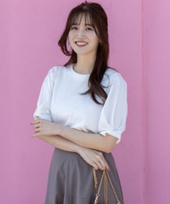 集英社HAPPY PLUS STOREany SiS（エニィスィス）/【撥水・汗ジミ防止・UVケア・洗える】スーピマスムース 袖タック Tシャツ