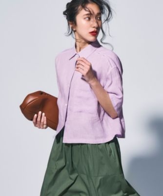 集英社HAPPY PLUS STORE23区（ニジュウサンク）/【Oggi7月号掲載/洗える】LIBECOリネン クロップド デザイン シャツ
