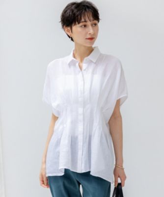ブラウス シャツ 「洗える」LIBECOリネン タック デザイン シャツ レディース 23区 ブラウス シャツ 「洗える」LIBECOリネン タック デザイン