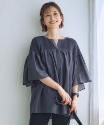 ピンクハウス くすみパープル 豪華綿ローンオーバーブラウス/2021年 秋 ピンクハウス くすみパープル 豪華綿ローンオーバーブラウス