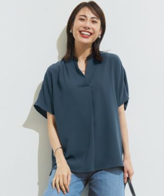 23区【UVカット/接触冷感】ストレッチジョーゼット バンドカラー カットソー 吸水速乾/UVカット/接触冷感】ストレッチジョーゼット ケープ