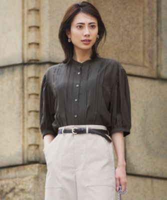 23区【接触冷感/速乾性/洗える】エアリーブライトローン タック ブラウス 23区 S(ニジュウサンク エス)の【接触冷感/速乾性/洗える】エアリー