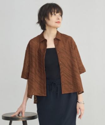 ICB 【洗える】ゼブラシアーJQ クロップドシャツ ICB(アイシービー)の【洗える】ゼブラシアーJQ クロップドシャツ