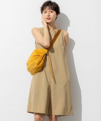 アダムエロペシャイニータフタロンパース ベージュ オールインワン