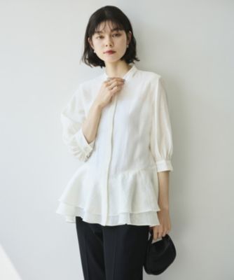集英社HAPPY PLUS STORE#Newans（ハッシュニュアンス）/【洗える】ダブルフリルヘムシアーシャツ