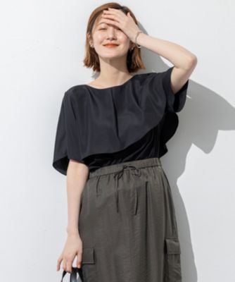 美品＊23区 パールモチーフVネックブラウス 48 大きいサイズ