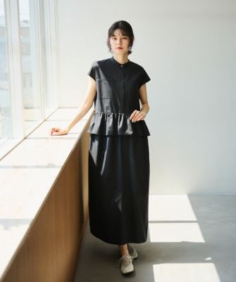 ダーマコレクション　ロングワンピース　ティアード　フレンチリーブ　ブラック ダーマコレクション ロングワンピース ティアード フレンチ