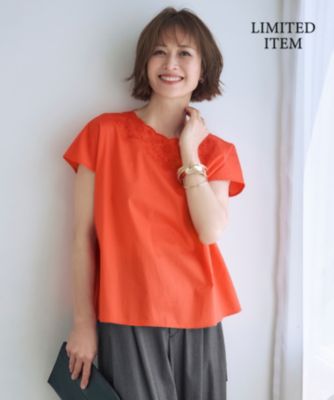 集英社HAPPY PLUS STORE自由区 L（ジユウク　エル）/【WEB限定・接触冷感・洗える】エンブロイダリーローンプルオーバー ブラウス
