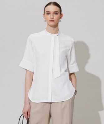 WEB限定カラーあり・洗える】Back Satin Amunzen キーネック