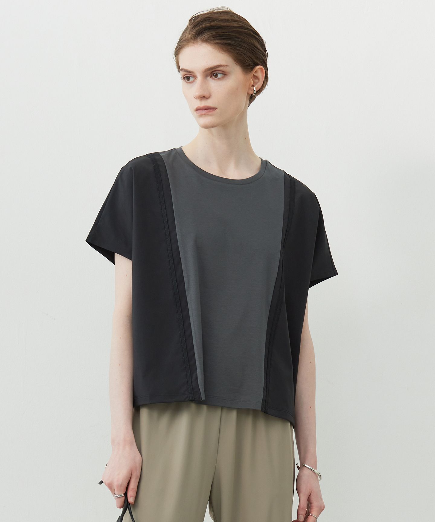 ICB(アイシービー)/【接触冷感・UVケア・洗える】シルケットスムースコンビ バイカラーカットソー