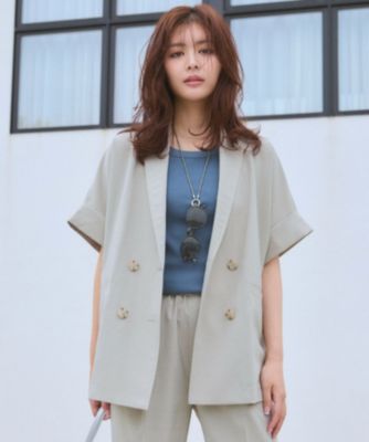 集英社HAPPY PLUS STOREany FAM（エニィファム）/【洗濯機可/セットアップ可/UVケア/速乾/イージーケア】サラサラテックリネン半袖テーラードジャケット