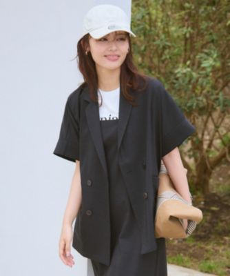 集英社HAPPY PLUS STOREany FAM（エニィファム）/【洗濯機可/セットアップ可/UVケア/速乾/イージーケア】サラサラテックリネン半袖テーラードジャケット