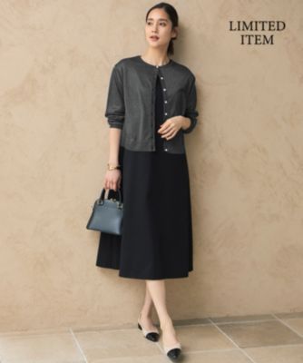 796* 新品新作 自由区 シアーカーデ×ジャージードレス セット カディーガン 自由区(ジユウク)の【WEB限定・洗える】シアーカーデ×ジャージー