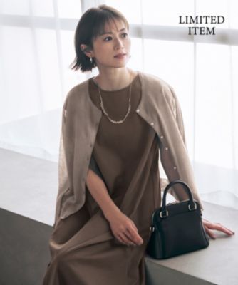 796* 新品新作 自由区 シアーカーデ×ジャージードレス セット カディーガン 自由区(ジユウク)の【WEB限定・洗える】シアーカーデ×ジャージー