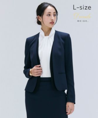 L*a様 beige, CINDY / ダブルカラージャケット ネイビーベイジ BEIGE，(ベイジ)の【洗える・L-size】CINDY / ダブルカラー