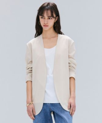 集英社HAPPY PLUS STOREBEIGE，（ベイジ）/【洗える/接触冷感/速乾/UVケア対応】BATEAU / ボタンレスノーカラジャケット