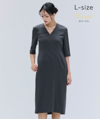 集英社HAPPY PLUS STOREBEIGE，（ベイジ）/【洗える・L-size】CINDY / Vネックハーフスリーブワンピース