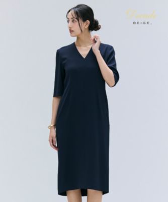 集英社HAPPY PLUS STOREBEIGE，（ベイジ）/【洗える】CINDY / Vネックハーフスリーブワンピース