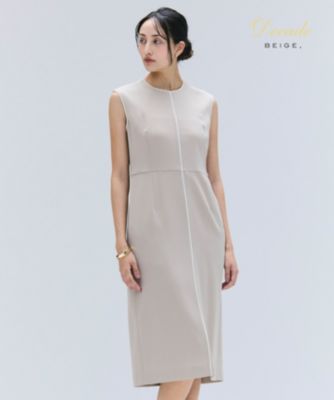 【新品】BEIGE, ベイジ CINDY ノースリーブワンピース BEIGE，(ベイジ)の【洗える】CINDY / クルーネックノースリーブ