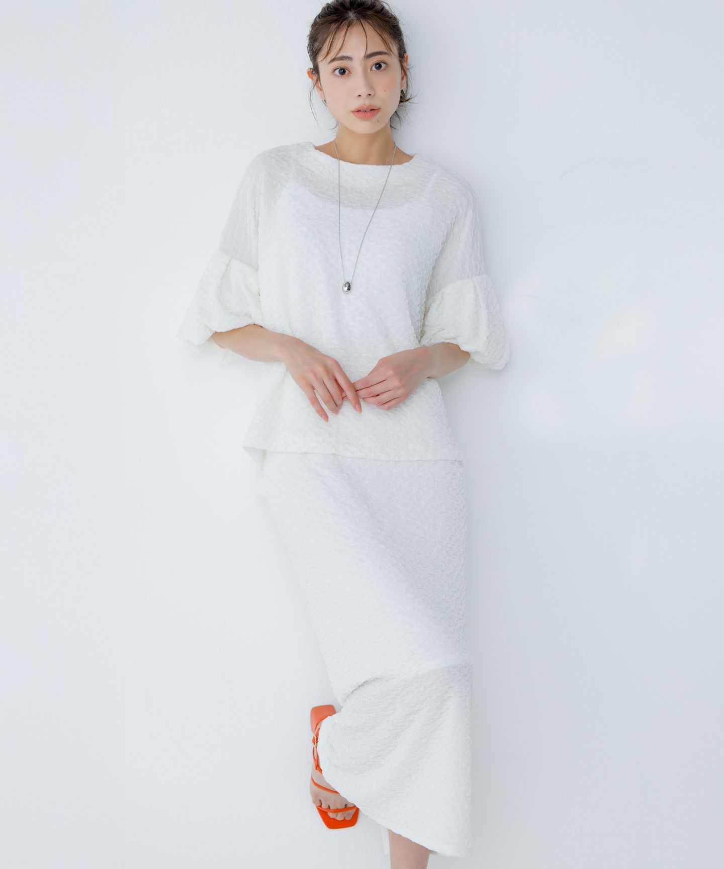 #Newans(ハッシュニュアンス)/【金子綾さんインスタライブご紹介アイテム】（セットアップ可能）ふくれジャガード タイトスカート