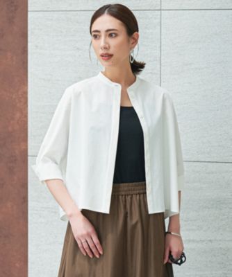 集英社HAPPY PLUS STOREICB（アイシービー）/【接触冷感・UVカット・洗える】ヴィンテージスパンブロード バンドカラーシャツ