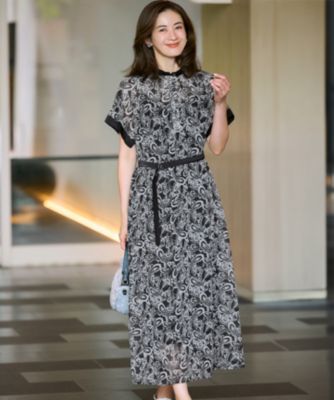 集英社HAPPY PLUS STORE23区 S（ニジュウサンク エス）/【一部店舗限定/速乾性/洗える】モノトーンプリント ワンピース