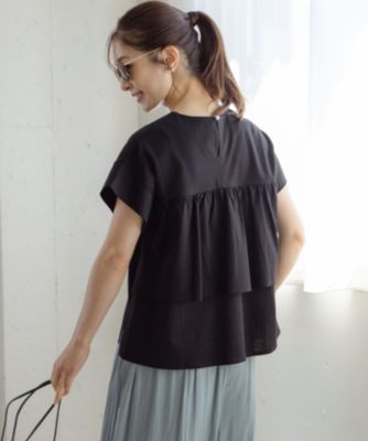 集英社HAPPY PLUS STORE組曲 L（クミキョク　エル）/【接触冷感・洗濯機可】バックフリル カットソー
