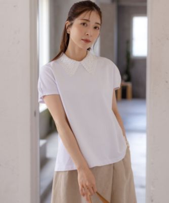 組曲レース襟フレンチテリー カットソー 組曲(クミキョク)の【2WAY】レース襟フレンチテリー カットソー通販