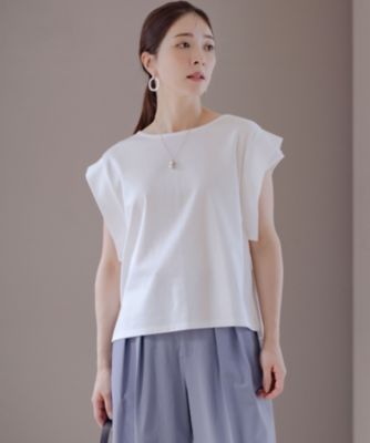 集英社HAPPY PLUS STORE組曲（クミキョク）/【接触冷感・洗濯機可】ハシゴレースフレンチスリーブ カットソー