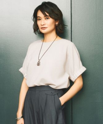 集英社HAPPY PLUS STORE自由区 L（ジユウク　エル）/【カタログ掲載・洗える】ラスティックメッシュドルマンスリーブ Tブラウス