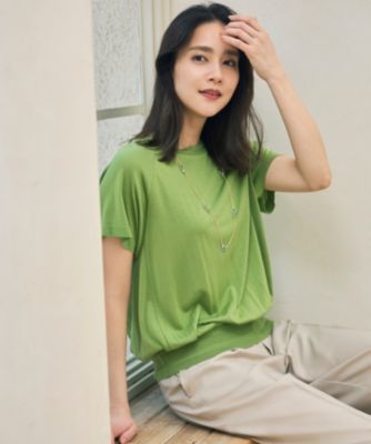 新品自由区【洗える】ドレーピーポンチラッフルスリーブ カットソー 自由区 tシャツ 「洗える」ドレーピーポンチラッフルスリーブ