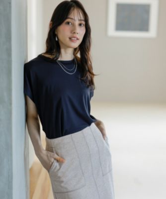 集英社HAPPY PLUS STOREany SiS（エニィスィス）/【接触冷感・UVカット・洗える】ハイストレッチスムースフレンチスリーブ カットソー