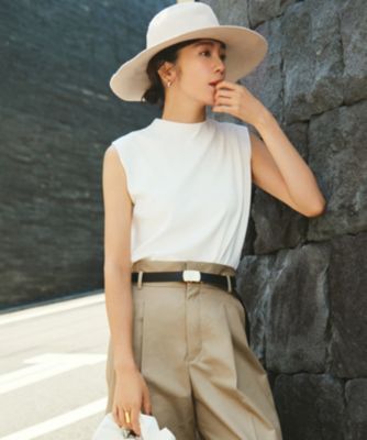 集英社HAPPY PLUS STORE23区 L（ニジュウサンク エル）/【洗える/吊り干しOK】ヴィスコースストレッチ ノースリーブ ニット