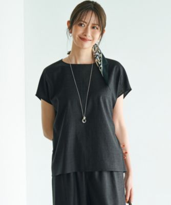 集英社HAPPY PLUS STORE23区 L（ニジュウサンク エル）/【洗える】トリアセスラブストレッチ フレンチスリーブ ブラウス