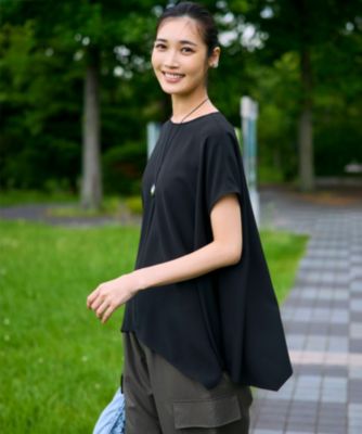集英社HAPPY PLUS STORE23区 S（ニジュウサンク エス）/【UVカット/接触冷感/吸水速乾】ストレッチジョーゼット イレギュラーヘムプルオーバー