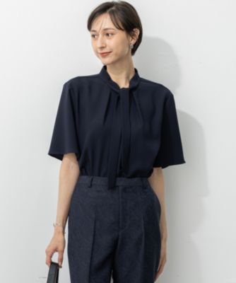 集英社HAPPY PLUS STORE23区 L（ニジュウサンク エル）/【UVカット/接触冷感/吸水速乾】ストレッチジョーゼット ボウタイ カットソー