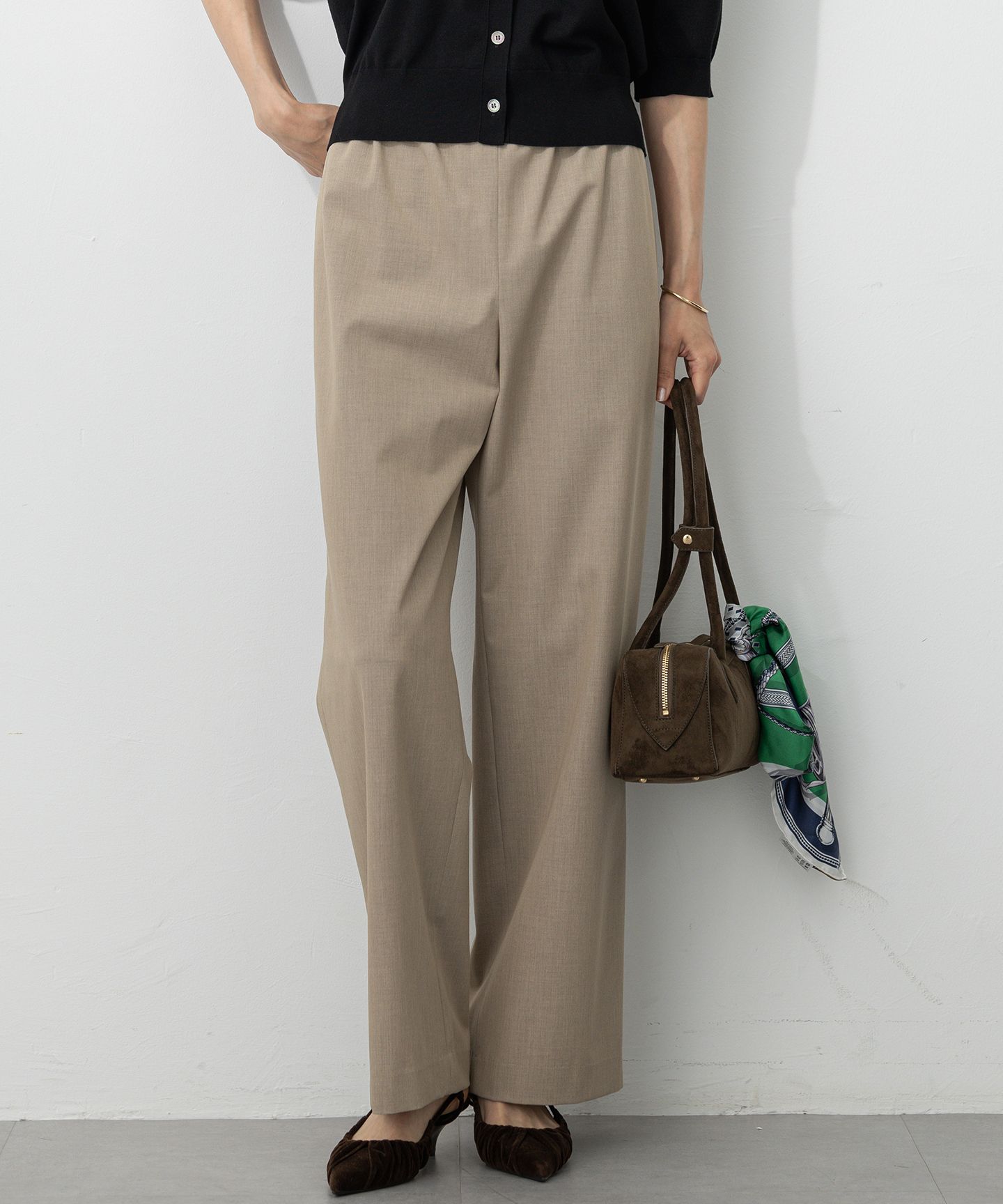 23区 S(ニジュウサンク エス)/【撥水加工/洗える】ドライ2WAYストレッチ ドロスト ワイド パンツ