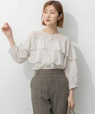 集英社HAPPY PLUS STORE23区 S（ニジュウサンク エス）/【Oggi9月号掲載/洗える】クリアトリコットジャージー フリルデザイン カットソー
