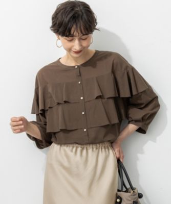 【23区2025AW】クリアトリコットジャージー フリル カットソー 23区 S(ニジュウサンク エス)の【Oggi9月号掲載/洗える】クリア