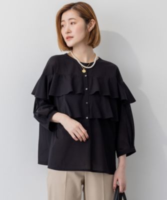 集英社HAPPY PLUS STORE23区 L（ニジュウサンク エル）/【Oggi9月号掲載/洗える】クリアトリコットジャージー フリルデザイン カットソー