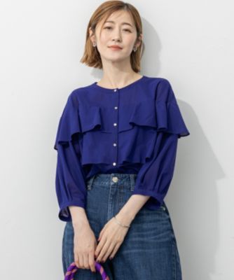 tシャツ 「Oggi9月号掲載/洗える」クリアトリコットジャージー フリルデザイン カットソー レディース 23区 L(ニジュウサンク エル)の【Oggi9月号掲載/洗える】クリア