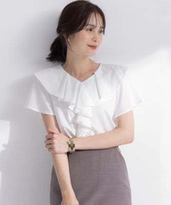 集英社HAPPY PLUS STORE組曲（クミキョク）/【接触冷感】ブラウスライクラッフル カットソー