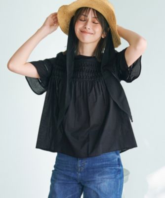 集英社HAPPY PLUS STORE23区 L（ニジュウサンク エル）/【WEB&一部店舗限定】コットンローン ピンタック フレア ブラウス