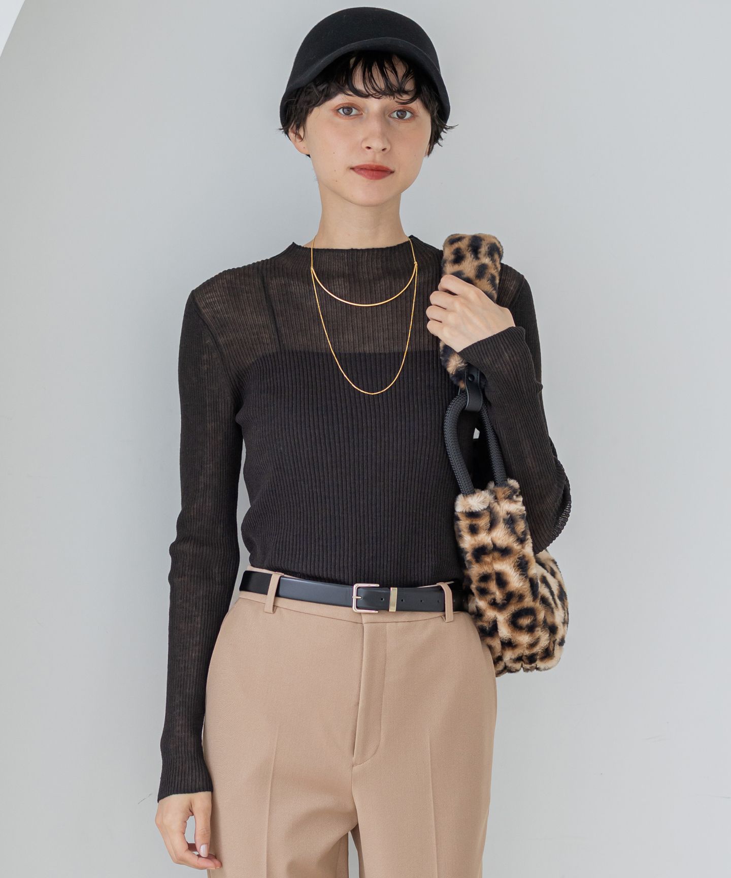 23区 S(ニジュウサンク エス)/【洗える】シアーリブハイネック ニット